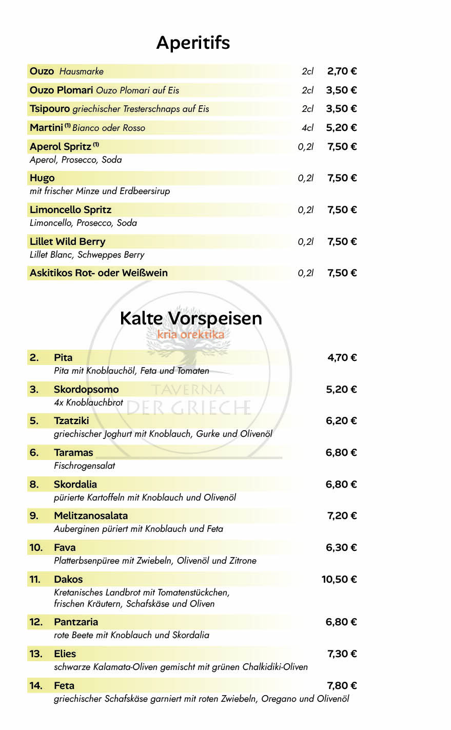 Taverna Der Grieche Berlin - Friedrichshagen Speisekarte 2
